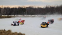 Joel Diamond leads the pack on his way to his second win of the weekend in Pro Champ action at the Grand Prix of Valcourt. Photo by Flagworld Communications.