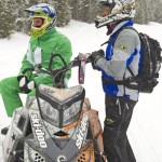 Gumby and Pokey discuss snowmobile fashion trends at a recent photo shoot.