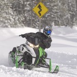 Running an Arctic Cat F 800 Sno Pro RR through the twisties.