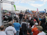 The unveiling of a new snowmobile at Haydays always draws a crowd. So does Tucker Hibbert.